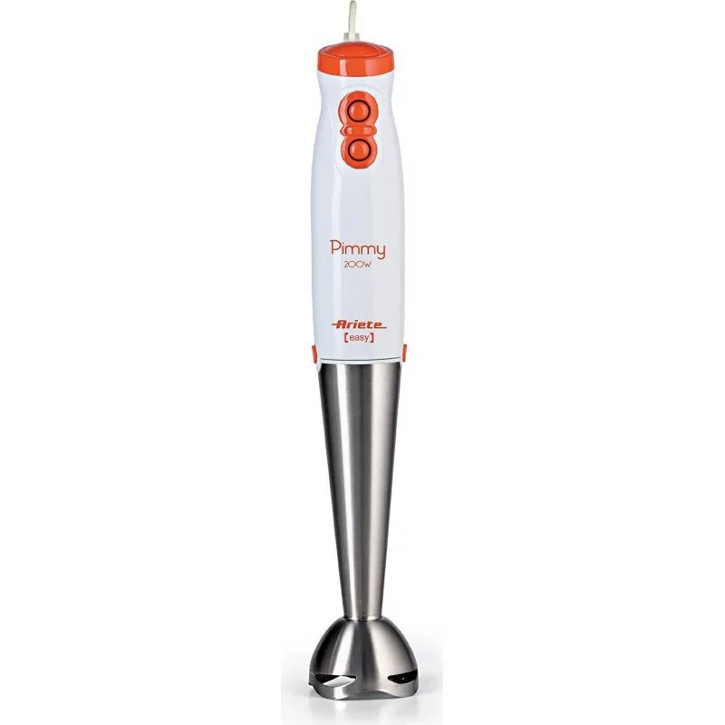 Ariete Pimmy 200 Frullatore Ad Immersione 200W 2 Velocita' Piede e Lama in Acciaio Inox Gamba Removibile White-Orange Garanzia Italia