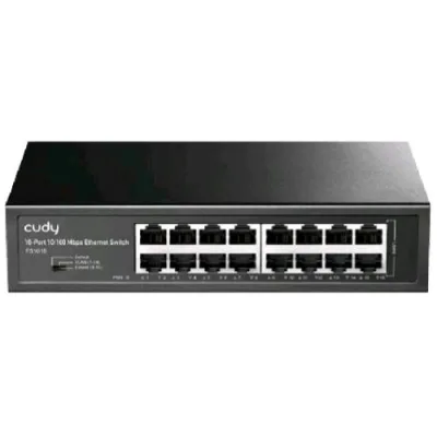 CUDY FS1016 Switch Non Gestito 16 Porte Fast Ethernet (10/100) in Metallo Desktop Montabile a Rack Nero
