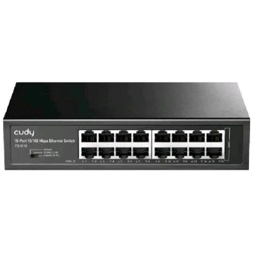CUDY FS1016 Switch Non Gestito 16 Porte Fast Ethernet (10/100) in Metallo Desktop Montabile a Rack Nero