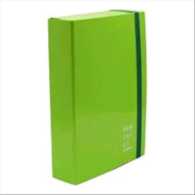 Brefiocart New Color Cartelle C/Elastico Piatto in Cartoncino Plastificato 250X350MM A4 Dorso 7cm Col. Verde Chiaro