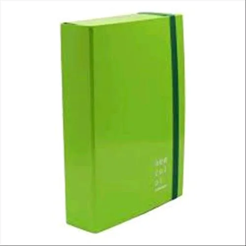 Brefiocart New Color Cartelle C/Elastico Piatto in Cartoncino Plastificato 250X350MM A4 Dorso 7cm Col. Verde Chiaro