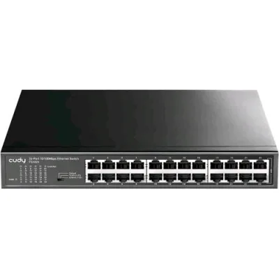 CUDY FS1024 Switch Non Gestito 24 Porte Fast Ethernet (10/100) in Metallo Desktop Montabile a Rack Nero