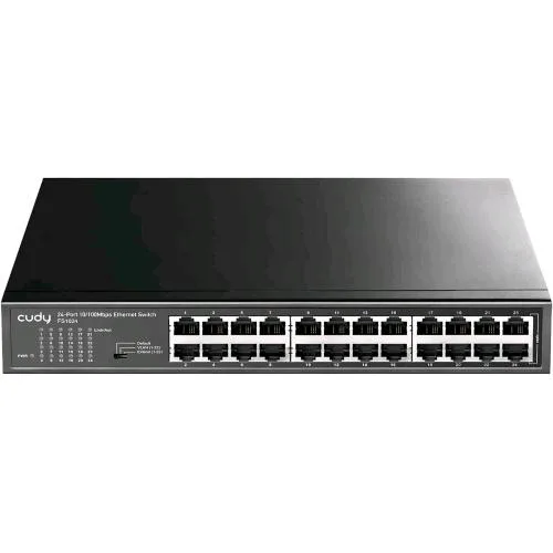 CUDY FS1024 Switch Non Gestito 24 Porte Fast Ethernet (10/100) in Metallo Desktop Montabile a Rack Nero