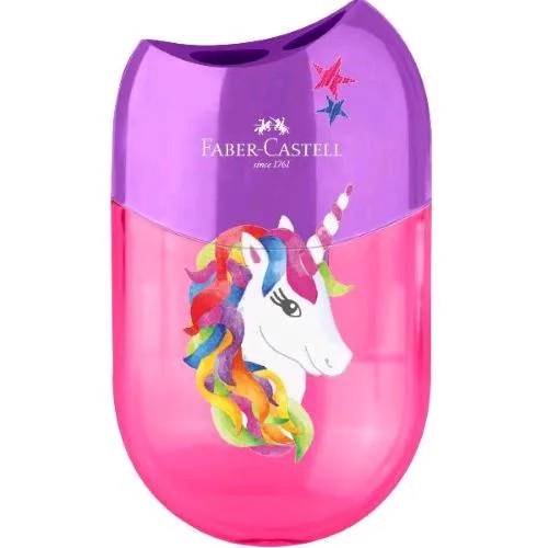 Faber Castell Unicorno Temperamatite Doppio Foro con Serbatoio Conf 10 Pz.