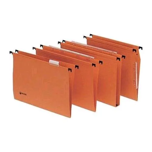 King Mec Signaletic Cartelle Sospese in Cartoncino da Cassetto Interasse 390mm Fondo a U Col. Arancio Conf 25 Pz.