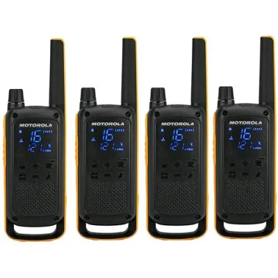 Motorola T82 Extreme Walkie Talkie 16 Canali Raggio 10.000m Conf 4 Pz.nero/Arancio