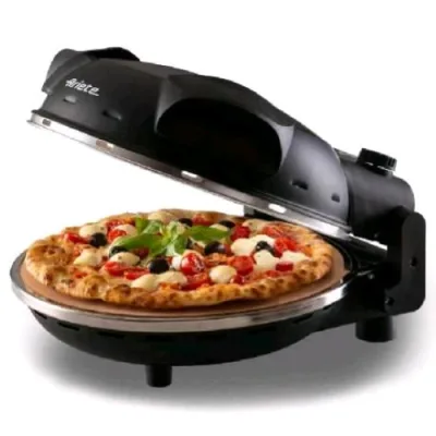 Ariete Forno Pizza 1200W Piastra in Pietra Refrattaria 5 Livelli Cottura Nero