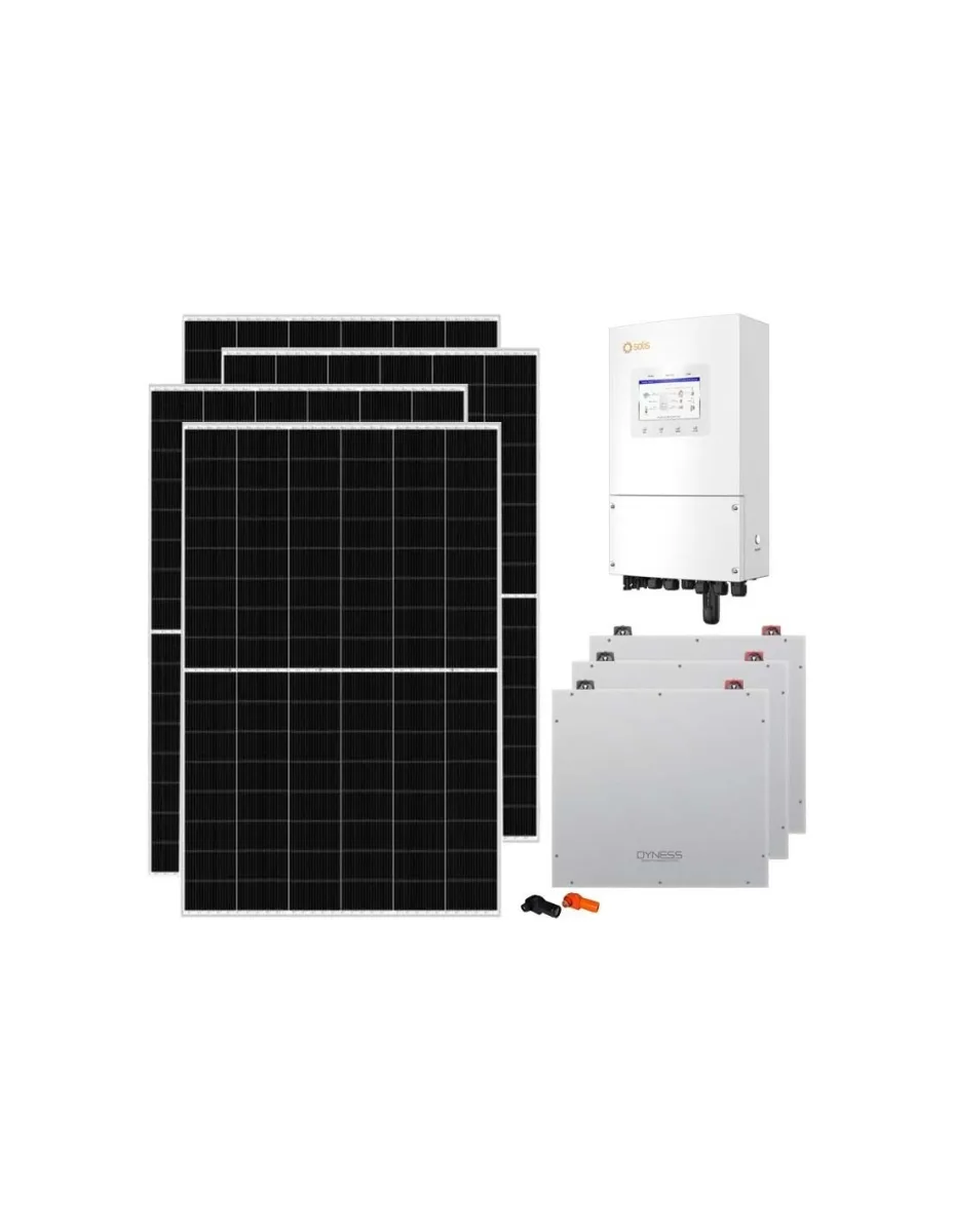 Kit fotovoltaico monofase 5915W inverter 5kW Solis batteria al litio 15.36kWh Dyness DL5.0C