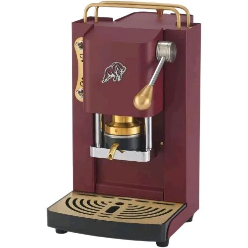Faber Pro Essential 3.0 Macchina per Caffe' Espresso Manuale a Cialde Ese 44mm 500 W Tanica 1 l in Vetro Portacialda Estraibile e Pressacialda in Ottone Regolabile (Cherry Red, Ottone)