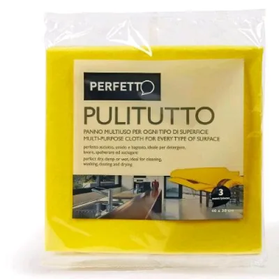 Perfetto Pulitutto Panno in Materiale Combinato 40X38 cm Giallo Conf 3 Pz.