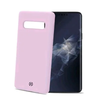 Celly Samsung Galaxy S10 Plus Cover in Silicone Liquido con Finitura Soft-Touch Rosa