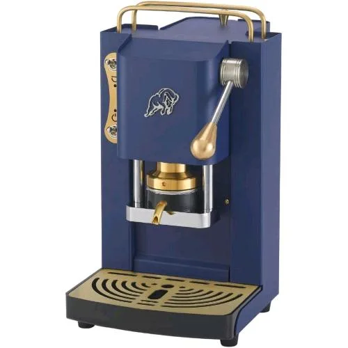 Faber Pro Essential 3.0 Macchina per Caffe' Espresso Manuale a Cialde Ese 44mm 500 W Tanica 1 l in Vetro Portacialda Estraibile e Pressacialda in Ottone Regolabile (Navy Blue, Ottone)