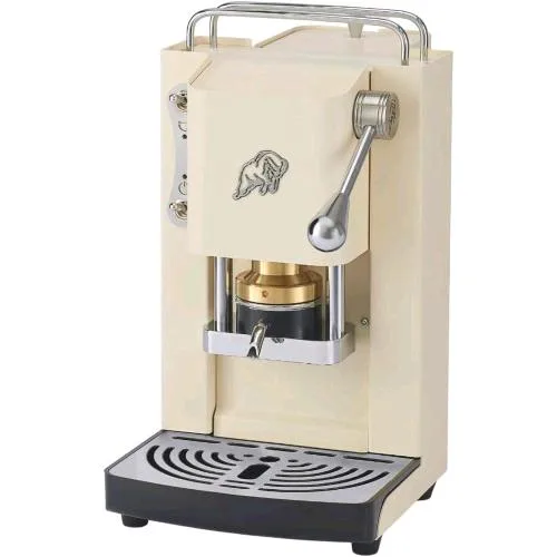 Faber Pro Essential 3.0 Macchina per Caffe' Espresso Manuale a Cialde Ese 44mm 500 W Tanica 1 l in Vetro Portacialda Estraibile e Pressacialda in Ottone Regolabile (Old British White, Cromo)