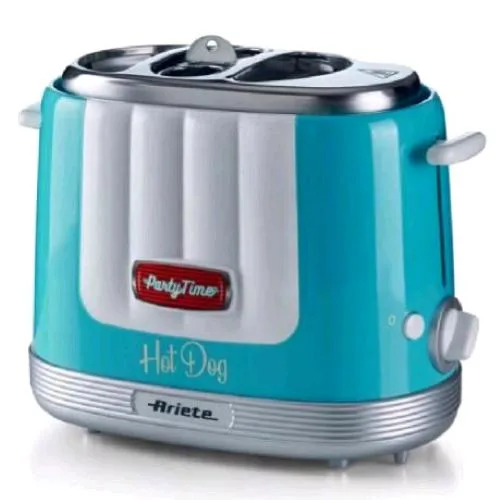 Ariete Hot Dog Maker Cuoci Wurstel Scalda Panini 650W 5 Livelli di Cottura Celeste
