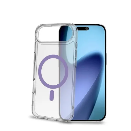 Celly Apple iPHONE Air Cover Morbida Trasparente in Tpu Magsafe con Anello Magnetico Colore Viola