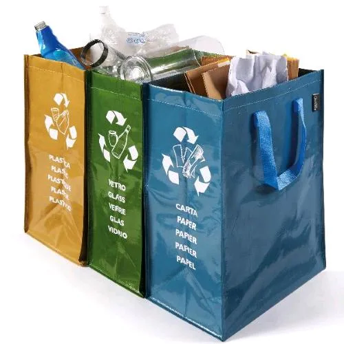 Perfetto Ricicla Bag Contenitori Morbibi per Raccolta Differenziata Vetro Carta Plastica Conf 3 Pz.
