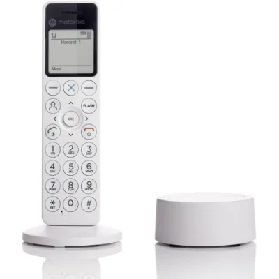 Motorola Voice DOT4 Telefono Cordless DECT con Segreteria Telefonica Blocco Chiamate Vivavoce Display Retroilluminato Rubrica 200 Contatti Bianco