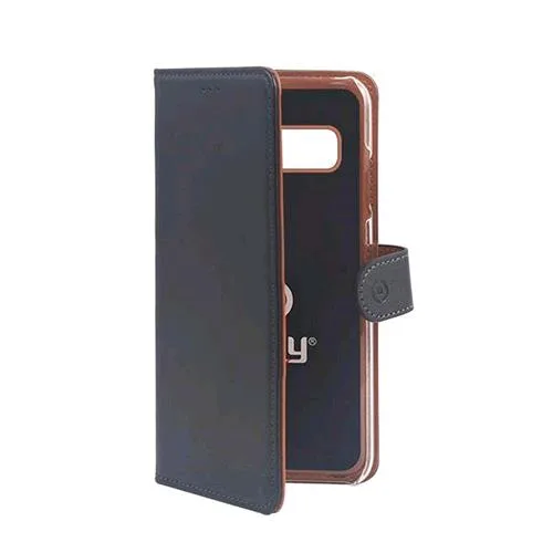 Celly Samsung Galaxy S10+ Custodia in Ecopelle Colore Nero/Marrone