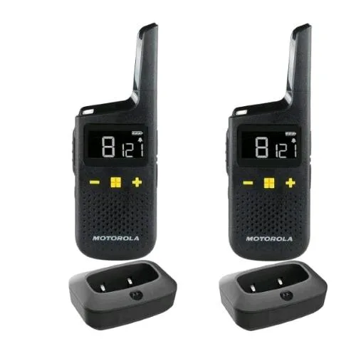 Motorola XT185 Walkie Talkie Professionali IP54 16 Canali + 121 Codici Privacy Portata fino Ad 8KM Nero 2 Pz.