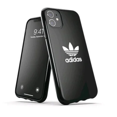 Adidas Apple iPHONE 13/12 Pro Snap Custodia in Tpu con Logo a Trifoglio Nero Bianco