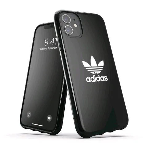 Adidas Apple iPHONE 13/12 Pro Snap Custodia in Tpu con Logo a Trifoglio Nero Bianco