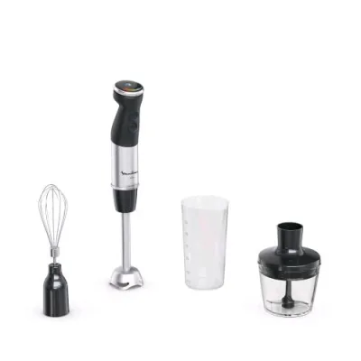 Moulinex DD6738 Frullatore Ad Immersione 1000W Lame Powelix 20 Velocita' con Tritatutto Frusta e Bicchiere da 800 ml Nero