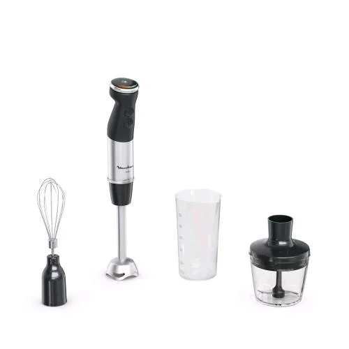 Moulinex DD6738 Frullatore Ad Immersione 1000W Lame Powelix 20 Velocita' con Tritatutto Frusta e Bicchiere da 800 ml Nero