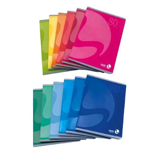 Be More Color 80 Quaderno Punto Metallico 80g 150X210 mm A5 40 Fogli a Righe 0C Colori Assortiti Conf 12 Pz.