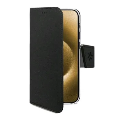 Celly Apple iPHONE Air Custodia Magsafe a Libro in Similpelle con Chiusura Flap Magnetico Taschine Interne Portadocumenti e Funzione Stand Nero