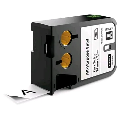 Dymo 1868753 Nastro in Vinile 24MMX7MT Colore Bianco Stampa Nero