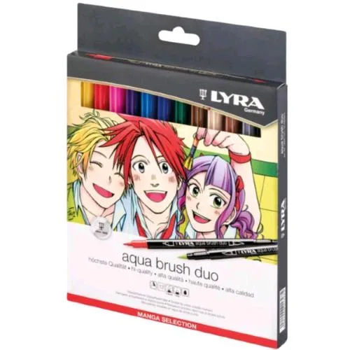 LYRA Acqua Brush Pennarelli Acquarellabili Colori Assortiti Conf 12 Pz.