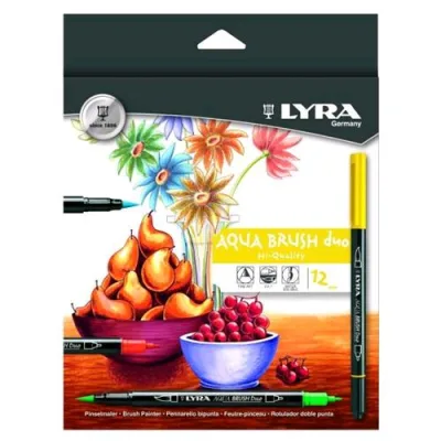 LYRA Aqua Brush Duo Pennarelli Doppia Punta Pennello/Fine Colori Assortiti Conf. 12 Pz.