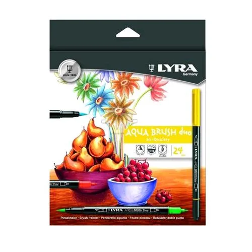 LYRA Aqua Brush Duo Pennarelli Doppia Punta Pennello/Fine Colori Assortiti Conf. 24 Pz.