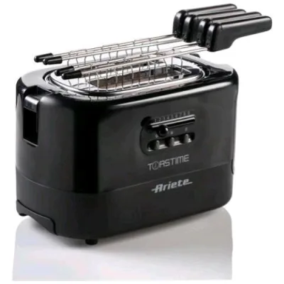 Ariete Toastime Tostapane Elettrico 2 Fessure con Funzione Riscalda e Scongela 700 W Nero