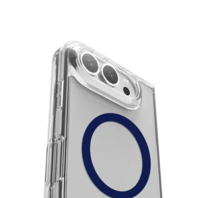 Celly Apple iPHONE Duo Cover Morbida in Tpu Trasparente Magsafe Anello Magnetico Dark Blue