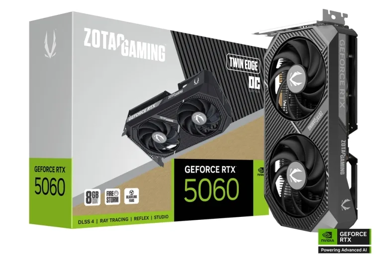 Zotac Gaming Geforce RTX 5060 Twin Edge Oc 8GB Gddr 7 DLSS4 Dual Fan Pcie 5.0 16 x 1 x HDMI 3 x Displayport Nero