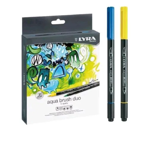 LYRA Aqua Brush Duo Pennarello Acquarellabile a Doppia Punta Colori Assortiti Conf 36 Pz.