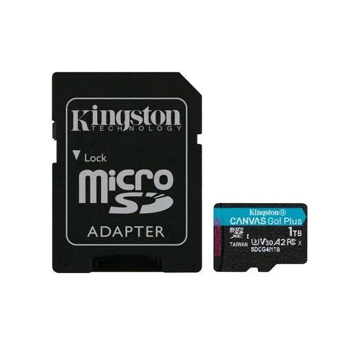 Kingston CANVAS GO! PLUS 1TB microSDXC A2 / Video Class V30 / UHS-I U3 / Class10 CON ADATTATORE