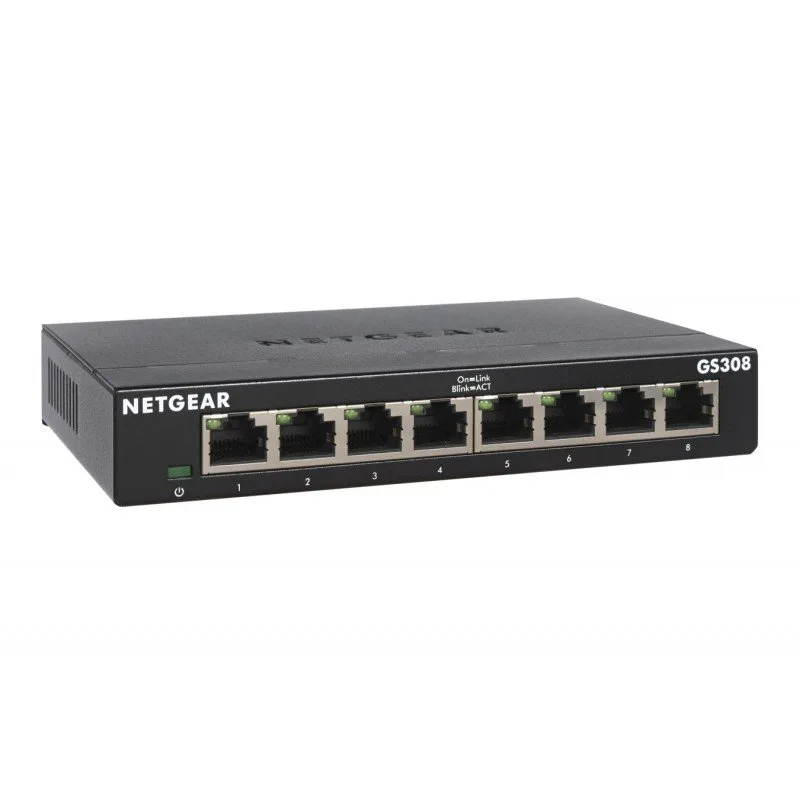 Netgear GS308-300PES 8 Porte Switch di Rete Non Gestito L2 Gigabit Ethernet (10/100/1000) Nero