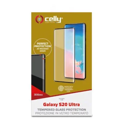Celly Samsung Galaxy S20 Ultra 3D Glass Proteggi Schermo in Veto Temperato