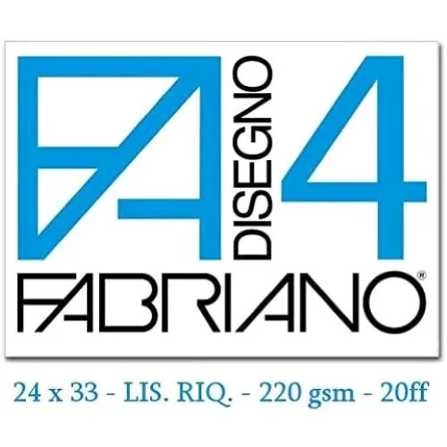 Fabriano Album da Disegno F4 24X33 cm 220g 20 Fogli Lisci Riquadrati