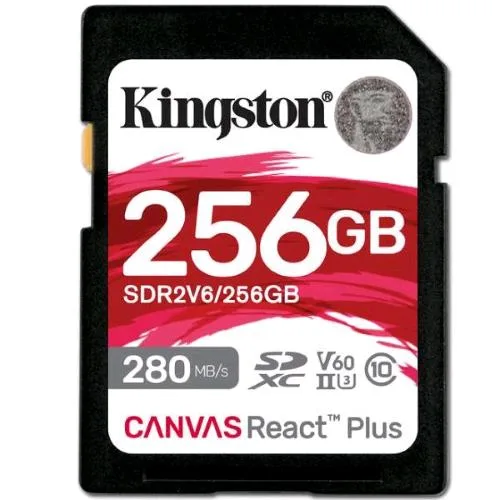 Kingston Canvas React Plus V60 256GB SDXC Uhs-II Lettura 280 MB/S Scrittura 150 MB/S U3 V60 Full HD/4K