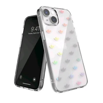 Adidas Clear Apple iPHONE 14 Cover in Tpu con Stampa Dall'inconfondibile Look Anni '70 Trasparente