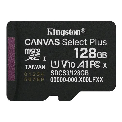 Kingston CANVAS SELECT PLUS 128GB microSDXC A1 / Video Class V10 / UHS-I U1 / Class 10 UHS-I