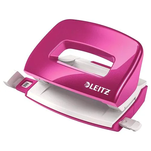 Leitz Nexxt Perforatore 2 Fori in Metallo Capacita' Foratura 10 Fogli Fori 8 mm Col. Fucsia Metallizato