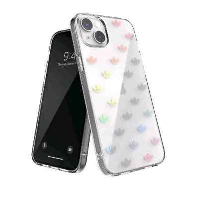 Adidas Clear Apple iPHONE 14 Plus Cover in Tpu con Stampa Dall'inconfondibile Look Anni '70 Trasparente