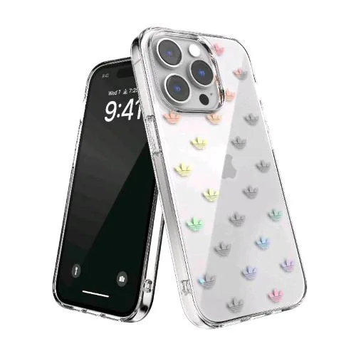 Adidas Clear Apple iPHONE 14 Pro Cover in Tpu con Stampa Dall'inconfondibile Look Anni '70 Trasparente