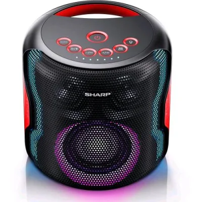 Sharp PS-919 Speaker Bluetooth Portatile 130W TWS per Accoppiare 2 Unita' USB AUX IPX5 Luci LED Batteria Integrata Nero