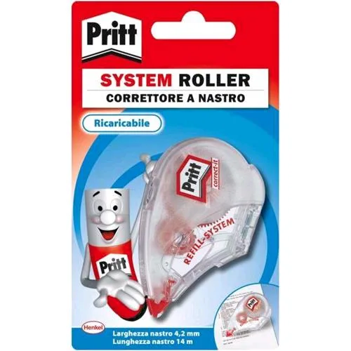 Pritt System Correttore a Nastro 4.2mm x 14m Ricaricabile Colore Fusto Traspsrente Conf 10 Pz.