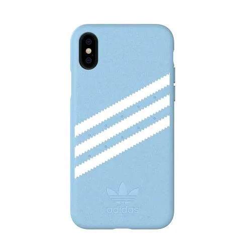 Adidas Gazelle Apple iPHONE XS Max Custodia in Tpu e Poliuretano Azzurro con Righe Bianche